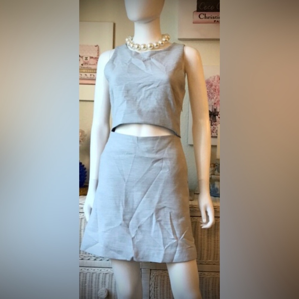 Thakoon Mini Dress Revealing Midriff Cutout Sleeveless Pockets Blue Grey size XS
